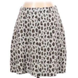 LOFT Leopard Print A-Line Skirt in Black and White